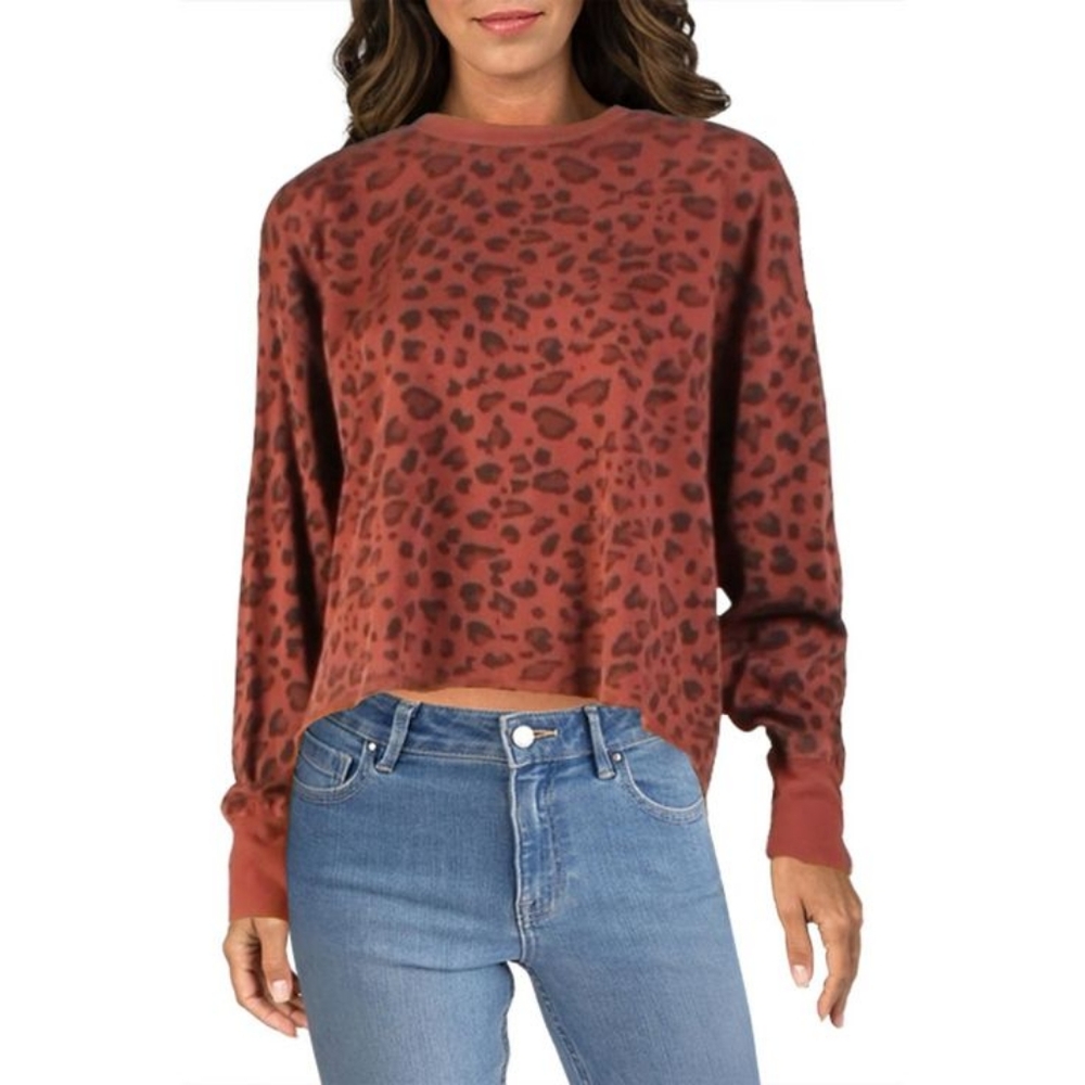 Sundry Leopard Drapey Sweatshirt spice